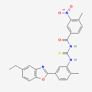 molecular formula C25H22N4O4S B4926268 N-({[5-(5-ethyl-1,3-benzoxazol-2-yl)-2-methylphenyl]amino}carbonothioyl)-4-methyl-3-nitrobenzamide 