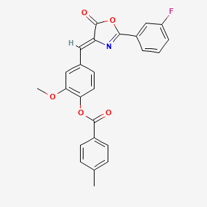 molecular formula C25H18FNO5 B4926275 4-{[2-(3-fluorophenyl)-5-oxo-1,3-oxazol-4(5H)-ylidene]methyl}-2-methoxyphenyl 4-methylbenzoate 
