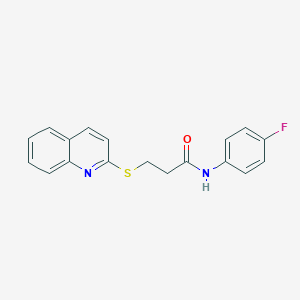 molecular formula C18H15FN2OS B492629 N-(4-fluorophenyl)-3-(2-quinolinylsulfanyl)propanamide 