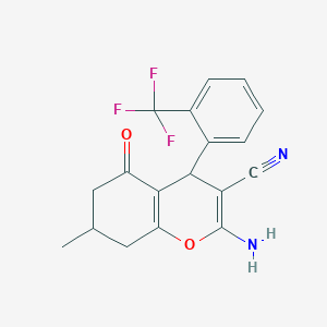 molecular formula C18H15F3N2O2 B4926292 2-amino-7-methyl-5-oxo-4-[2-(trifluoromethyl)phenyl]-5,6,7,8-tetrahydro-4H-chromene-3-carbonitrile 