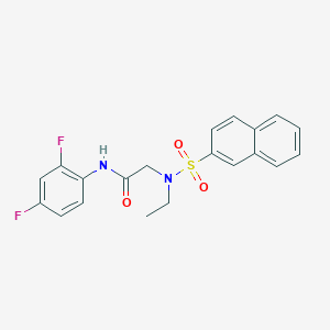 molecular formula C20H18F2N2O3S B4926304 N~1~-(2,4-difluorophenyl)-N~2~-ethyl-N~2~-(2-naphthylsulfonyl)glycinamide 