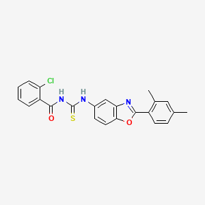 molecular formula C23H18ClN3O2S B4926365 2-chloro-N-({[2-(2,4-dimethylphenyl)-1,3-benzoxazol-5-yl]amino}carbonothioyl)benzamide 