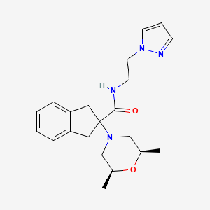molecular formula C21H28N4O2 B4926397 2-[(2R*,6S*)-2,6-dimethyl-4-morpholinyl]-N-[2-(1H-pyrazol-1-yl)ethyl]-2-indanecarboxamide 