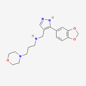 molecular formula C18H24N4O3 B4926479 N-{[3-(1,3-benzodioxol-5-yl)-1H-pyrazol-4-yl]methyl}-3-(4-morpholinyl)-1-propanamine 