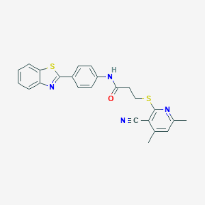 N-[4-(1,3-benzothiazol-2-yl)phenyl]-3-(3-cyano-4,6-dimethylpyridin-2-yl)sulfanylpropanamide