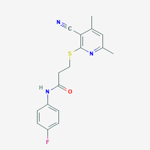3-[(3-cyano-4,6-dimethyl-2-pyridinyl)sulfanyl]-N-(4-fluorophenyl)propanamide