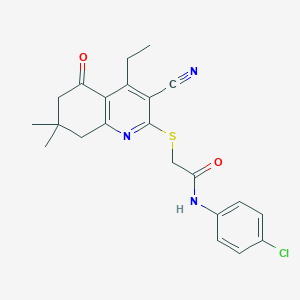 N-(4-chlorophenyl)-2-[(3-cyano-4-ethyl-7,7-dimethyl-5-oxo-6,8-dihydroquinolin-2-yl)sulfanyl]acetamide