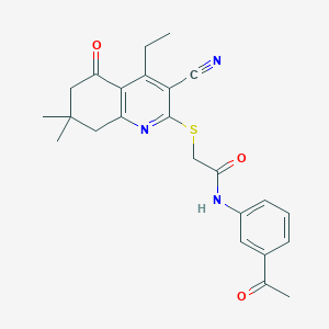 N-(3-acetylphenyl)-2-[(3-cyano-4-ethyl-7,7-dimethyl-5-oxo-6,8-dihydroquinolin-2-yl)sulfanyl]acetamide