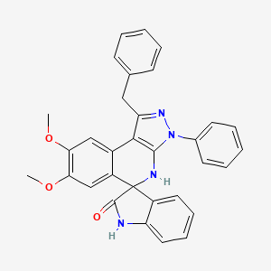 1'-benzyl-7',8'-dimethoxy-3'-phenyl-3',4'-dihydrospiro[indole-3,5'-pyrazolo[3,4-c]isoquinolin]-2(1H)-one