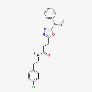 molecular formula C21H22ClN3O3 B4926592 N-[2-(4-chlorophenyl)ethyl]-3-{5-[methoxy(phenyl)methyl]-1,3,4-oxadiazol-2-yl}propanamide 