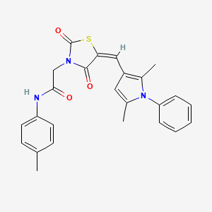 molecular formula C25H23N3O3S B4926600 2-{5-[(2,5-dimethyl-1-phenyl-1H-pyrrol-3-yl)methylene]-2,4-dioxo-1,3-thiazolidin-3-yl}-N-(4-methylphenyl)acetamide 