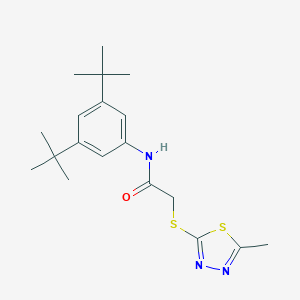 molecular formula C19H27N3OS2 B492665 N-(3,5-ditert-butylphenyl)-2-[(5-methyl-1,3,4-thiadiazol-2-yl)sulfanyl]acetamide CAS No. 670272-99-8
