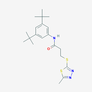 molecular formula C20H29N3OS2 B492669 N-(3,5-ditert-butylphenyl)-3-[(5-methyl-1,3,4-thiadiazol-2-yl)sulfanyl]propanamide 