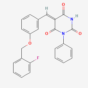 molecular formula C24H17FN2O4 B4926699 5-{3-[(2-fluorobenzyl)oxy]benzylidene}-1-phenyl-2,4,6(1H,3H,5H)-pyrimidinetrione 