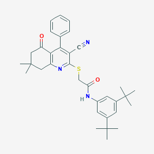 2-[(3-cyano-7,7-dimethyl-5-oxo-4-phenyl-6,8-dihydroquinolin-2-yl)sulfanyl]-N-(3,5-ditert-butylphenyl)acetamide