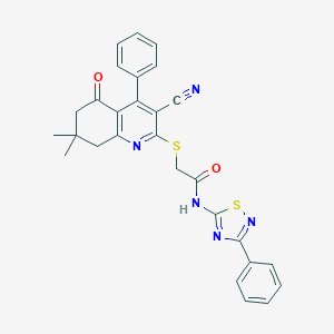 2-[(3-cyano-7,7-dimethyl-5-oxo-4-phenyl-6,8-dihydroquinolin-2-yl)sulfanyl]-N-(3-phenyl-1,2,4-thiadiazol-5-yl)acetamide