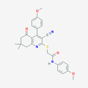2-[[3-cyano-4-(4-methoxyphenyl)-7,7-dimethyl-5-oxo-6,8-dihydroquinolin-2-yl]sulfanyl]-N-(4-methoxyphenyl)acetamide