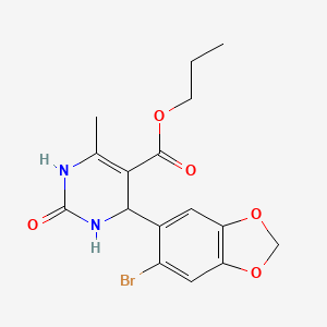 molecular formula C16H17BrN2O5 B4926805 propyl 4-(6-bromo-1,3-benzodioxol-5-yl)-6-methyl-2-oxo-1,2,3,4-tetrahydro-5-pyrimidinecarboxylate 