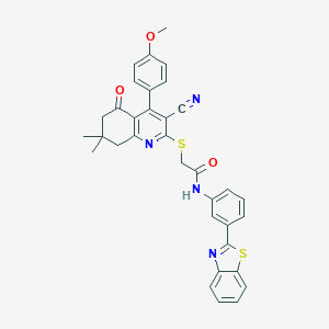 N-[3-(1,3-benzothiazol-2-yl)phenyl]-2-[[3-cyano-4-(4-methoxyphenyl)-7,7-dimethyl-5-oxo-6,8-dihydroquinolin-2-yl]sulfanyl]acetamide