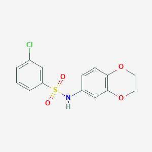 molecular formula C14H12ClNO4S B492685 3-chloro-N-(2,3-dihydro-1,4-benzodioxin-6-yl)benzenesulfonamide CAS No. 667913-31-7