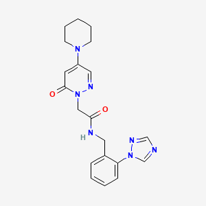 molecular formula C20H23N7O2 B4926926 2-[6-oxo-4-(1-piperidinyl)-1(6H)-pyridazinyl]-N-[2-(1H-1,2,4-triazol-1-yl)benzyl]acetamide 