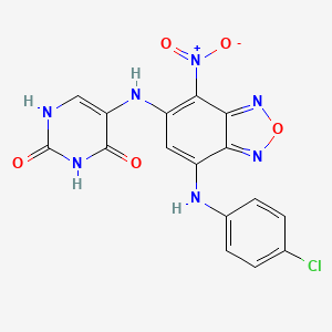 molecular formula C16H10ClN7O5 B4926967 5-({7-[(4-chlorophenyl)amino]-4-nitro-2,1,3-benzoxadiazol-5-yl}amino)-2,4(1H,3H)-pyrimidinedione 