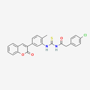 2-(4-chlorophenyl)-N-({[2-methyl-5-(2-oxo-2H-chromen-3-yl)phenyl]amino}carbonothioyl)acetamide