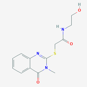 molecular formula C13H15N3O3S B492702 N-(2-hydroxyethyl)-2-((3-methyl-4-oxo-3,4-dihydroquinazolin-2-yl)thio)acetamide CAS No. 638137-30-1