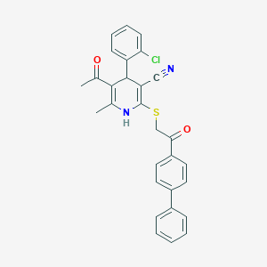 molecular formula C29H23ClN2O2S B4927041 5-acetyl-2-{[2-(4-biphenylyl)-2-oxoethyl]thio}-4-(2-chlorophenyl)-6-methyl-1,4-dihydro-3-pyridinecarbonitrile 