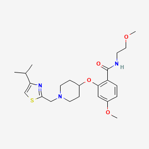 molecular formula C23H33N3O4S B4927050 2-({1-[(4-isopropyl-1,3-thiazol-2-yl)methyl]-4-piperidinyl}oxy)-4-methoxy-N-(2-methoxyethyl)benzamide 