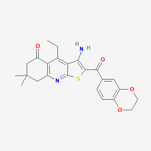 3-Amino-2-(2,3-dihydro-1,4-benzodioxine-6-carbonyl)-4-ethyl-7,7-dimethyl-6,8-dihydrothieno[2,3-b]quinolin-5-one