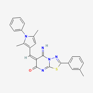 molecular formula C25H21N5OS B4927109 6-[(2,5-dimethyl-1-phenyl-1H-pyrrol-3-yl)methylene]-5-imino-2-(3-methylphenyl)-5,6-dihydro-7H-[1,3,4]thiadiazolo[3,2-a]pyrimidin-7-one 
