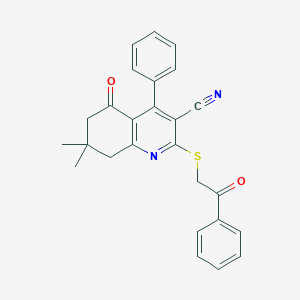 7,7-Dimethyl-5-oxo-2-((2-oxo-2-phenylethyl)thio)-4-phenyl-5,6,7,8-tetrahydroquinoline-3-carbonitrile