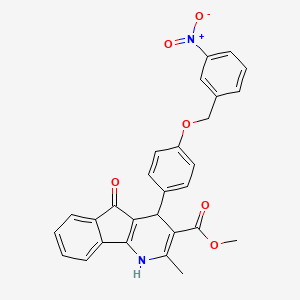 molecular formula C28H22N2O6 B4927155 methyl 2-methyl-4-{4-[(3-nitrobenzyl)oxy]phenyl}-5-oxo-4,5-dihydro-1H-indeno[1,2-b]pyridine-3-carboxylate 