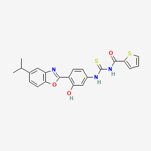 molecular formula C22H19N3O3S2 B4927156 N-({[3-hydroxy-4-(5-isopropyl-1,3-benzoxazol-2-yl)phenyl]amino}carbonothioyl)-2-thiophenecarboxamide 