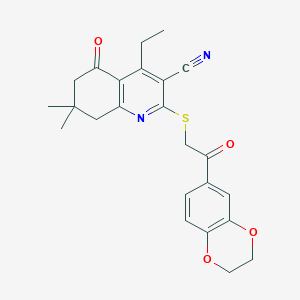 2-{[2-(2,3-DIHYDRO-1,4-BENZODIOXIN-6-YL)-2-OXOETHYL]SULFANYL}-4-ETHYL-7,7-DIMETHYL-5-OXO-5,6,7,8-TETRAHYDROQUINOLINE-3-CARBONITRILE