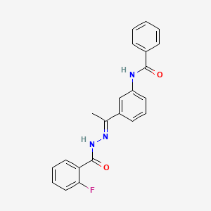 N-{3-[N-(2-fluorobenzoyl)ethanehydrazonoyl]phenyl}benzamide