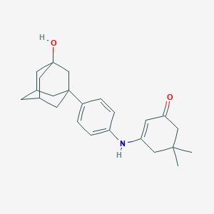 molecular formula C24H31NO2 B4927204 3-{4-[(3-hydroxy-5,5-dimethyl-2-cyclohexen-1-ylidene)amino]phenyl}-1-adamantanol 
