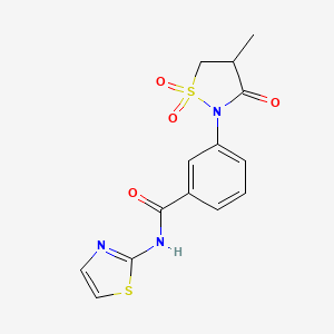 molecular formula C14H13N3O4S2 B4927212 3-(4-methyl-1,1-dioxido-3-oxo-2-isothiazolidinyl)-N-1,3-thiazol-2-ylbenzamide 