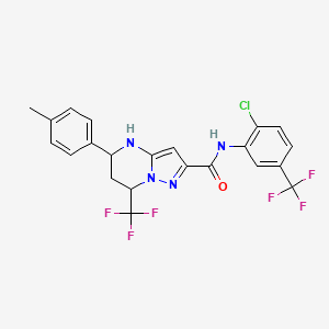 molecular formula C22H17ClF6N4O B4927221 N-[2-chloro-5-(trifluoromethyl)phenyl]-5-(4-methylphenyl)-7-(trifluoromethyl)-4,5,6,7-tetrahydropyrazolo[1,5-a]pyrimidine-2-carboxamide 