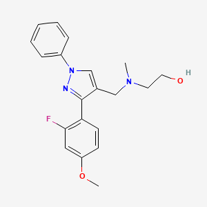 molecular formula C20H22FN3O2 B4927228 2-[{[3-(2-fluoro-4-methoxyphenyl)-1-phenyl-1H-pyrazol-4-yl]methyl}(methyl)amino]ethanol 