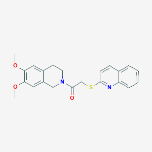 molecular formula C22H22N2O3S B492724 1-(6,7-dimethoxy-3,4-dihydro-1H-isoquinolin-2-yl)-2-quinolin-2-ylsulfanylethanone CAS No. 671200-66-1