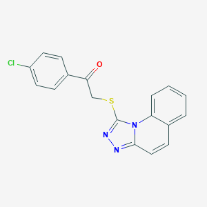 molecular formula C18H12ClN3OS B492726 1-(4-Chlorophenyl)-2-([1,2,4]triazolo[4,3-a]quinolin-1-ylsulfanyl)ethanone CAS No. 671200-70-7