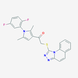 molecular formula C24H18F2N4OS B492729 1-[1-(2,5-Difluorophenyl)-2,5-dimethylpyrrol-3-yl]-2-([1,2,4]triazolo[4,3-a]quinolin-1-ylsulfanyl)ethanone CAS No. 671200-74-1