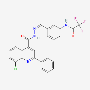molecular formula C26H18ClF3N4O2 B4927299 N-(3-{N-[(8-chloro-2-phenyl-4-quinolinyl)carbonyl]ethanehydrazonoyl}phenyl)-2,2,2-trifluoroacetamide 