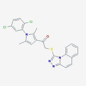 molecular formula C24H18Cl2N4OS B492730 1-[1-(2,5-Dichlorophenyl)-2,5-dimethylpyrrol-3-yl]-2-([1,2,4]triazolo[4,3-a]quinolin-1-ylsulfanyl)ethanone CAS No. 671200-75-2