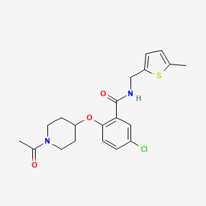 molecular formula C20H23ClN2O3S B4927308 2-[(1-acetyl-4-piperidinyl)oxy]-5-chloro-N-[(5-methyl-2-thienyl)methyl]benzamide 