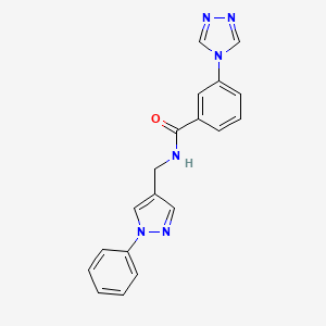 N-[(1-phenyl-1H-pyrazol-4-yl)methyl]-3-(4H-1,2,4-triazol-4-yl)benzamide