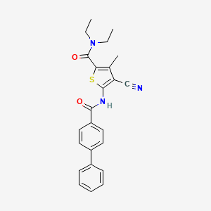 molecular formula C24H23N3O2S B4927352 5-[(4-biphenylylcarbonyl)amino]-4-cyano-N,N-diethyl-3-methyl-2-thiophenecarboxamide 