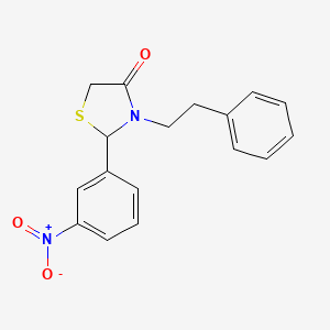 molecular formula C17H16N2O3S B4927377 2-(3-nitrophenyl)-3-(2-phenylethyl)-1,3-thiazolidin-4-one 